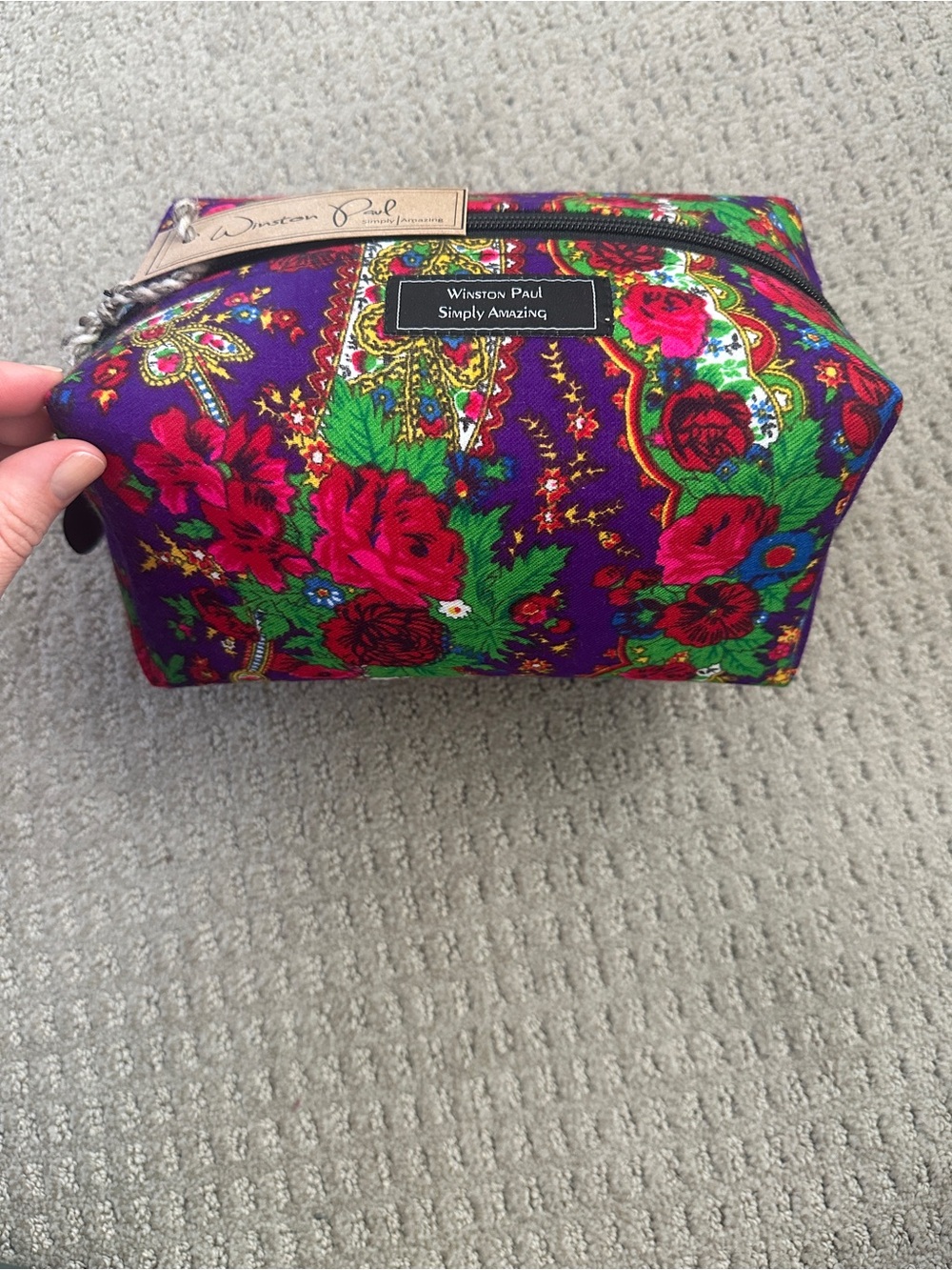 Winston Paul Purple Floral Cosmetic Bag